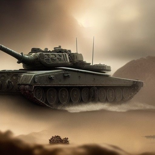 Epic Tank in a Dramatic Digital Matte Painting