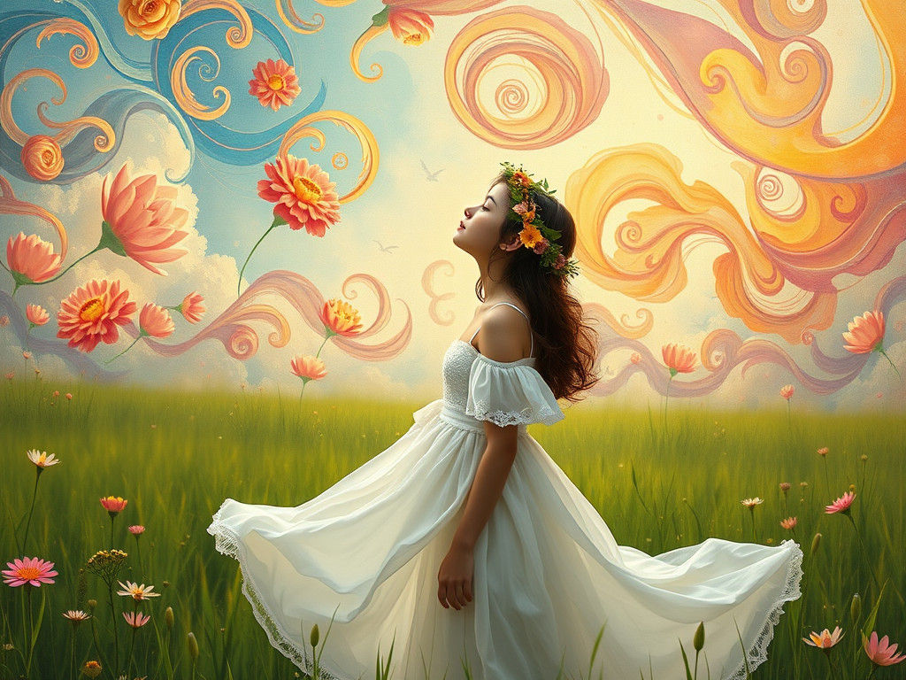 Floral Sky Dreamscape in Art Nouveau Style