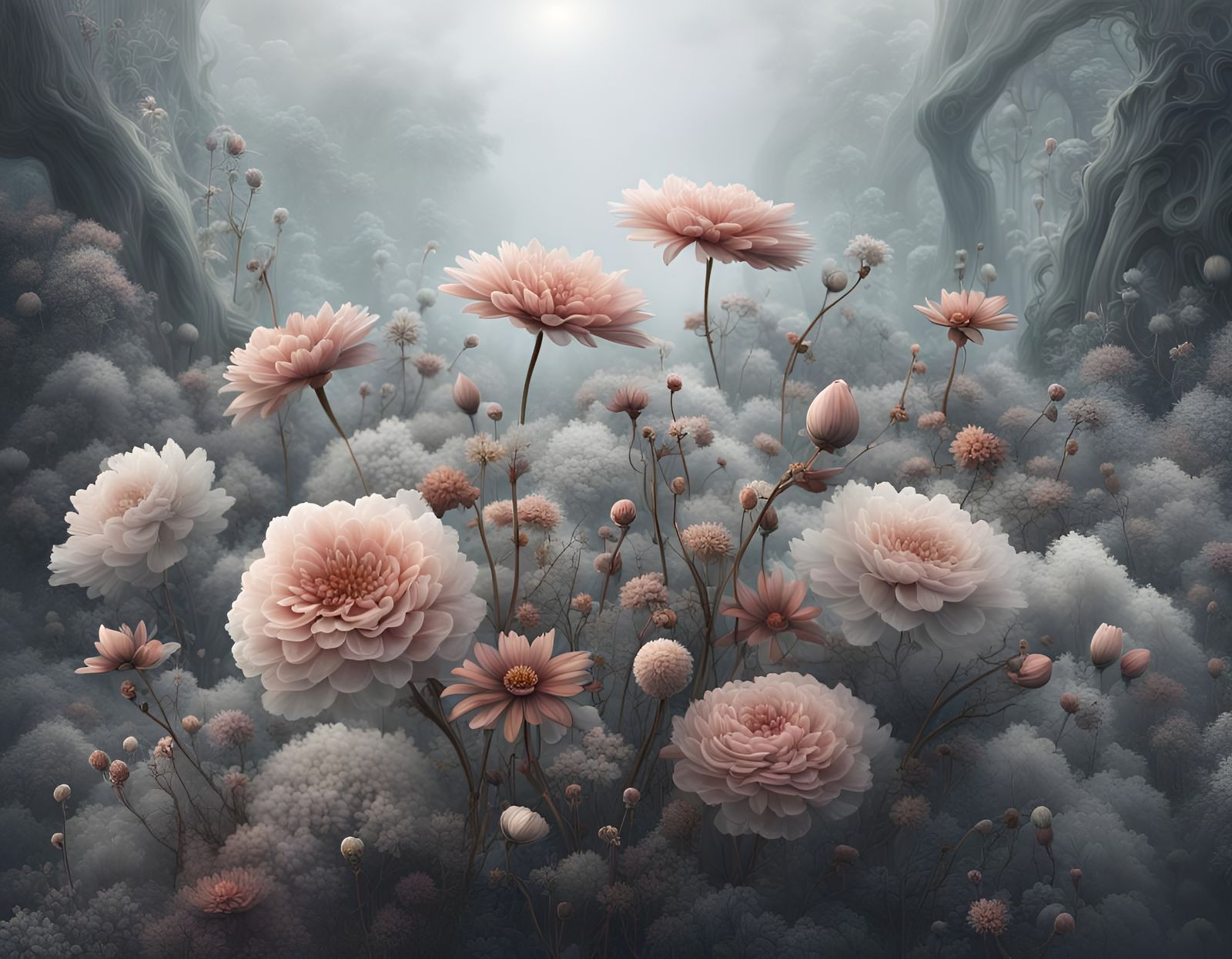 Floral Fantasy Collage with Lace Art