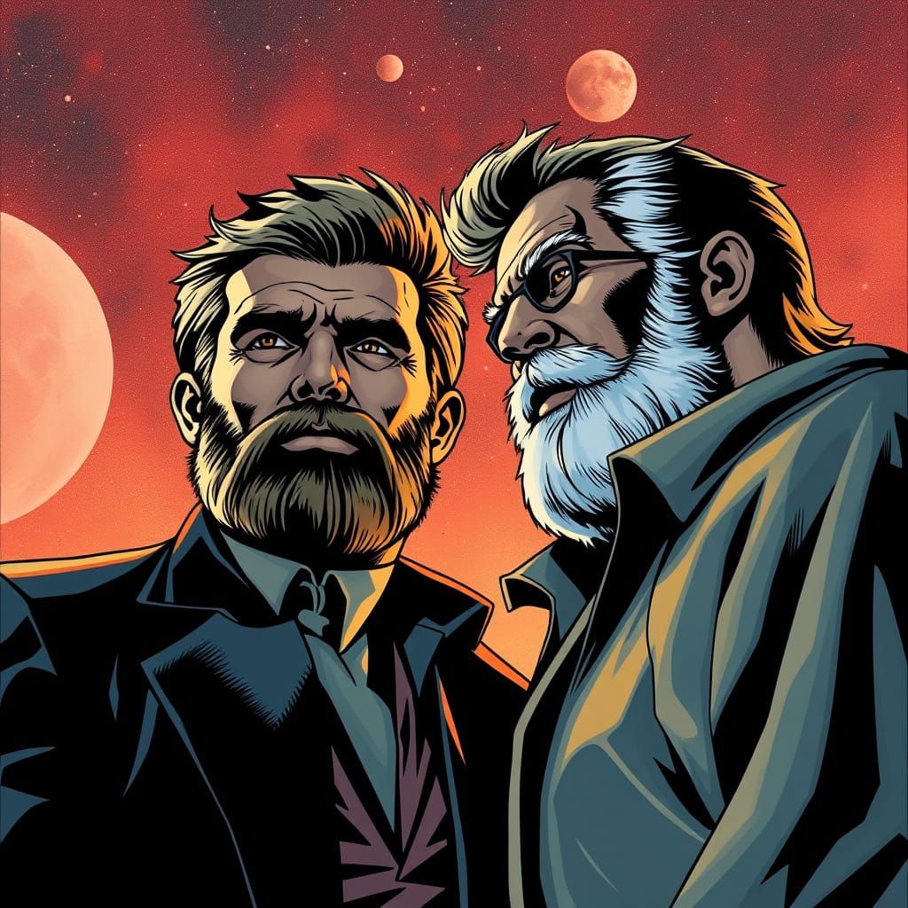 A Dynamic Duo in Comic Book Art Style