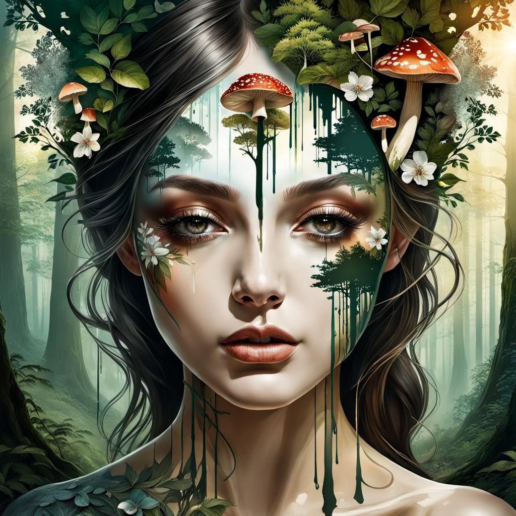 Fairy's Mind: A Dripping Paint Forest Dream