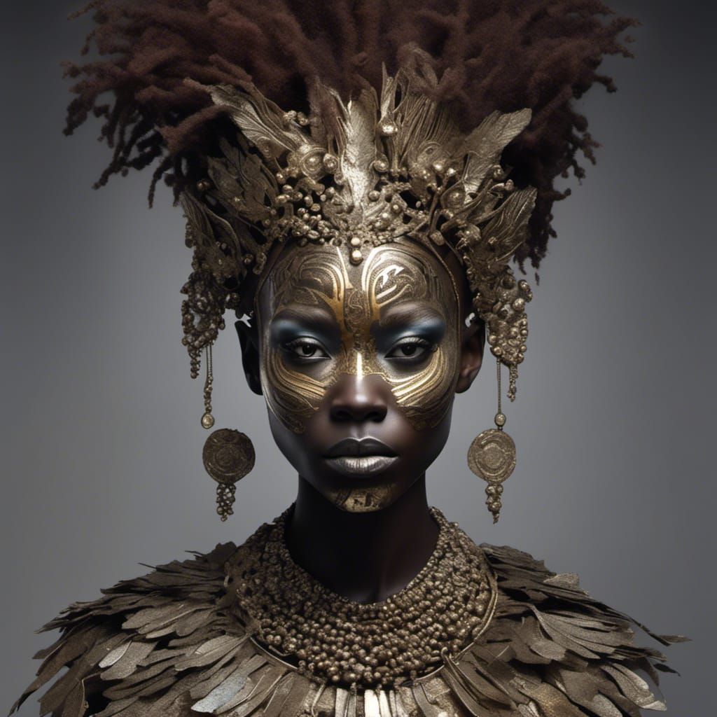 Metallic Afrocentric Face Inspired by Ingrid Baars