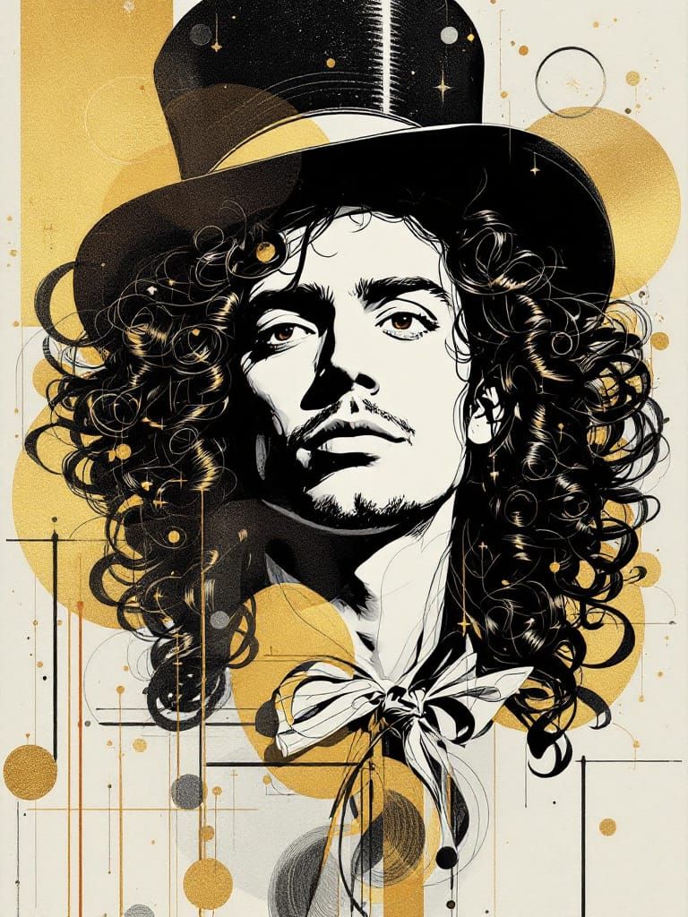 Art Deco Wizard of Oz Portrait in Gold