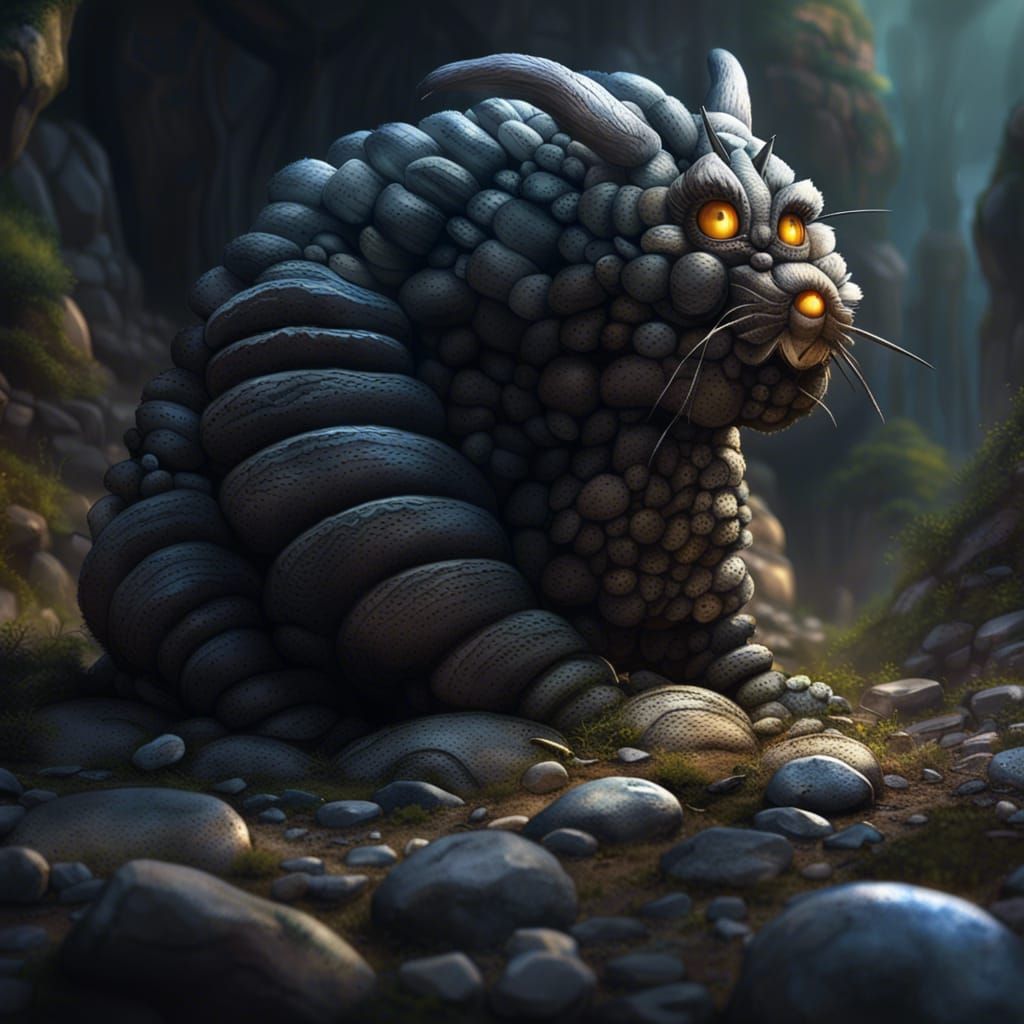 Rock Caterpillar: A Dark Fantasy Concept Art