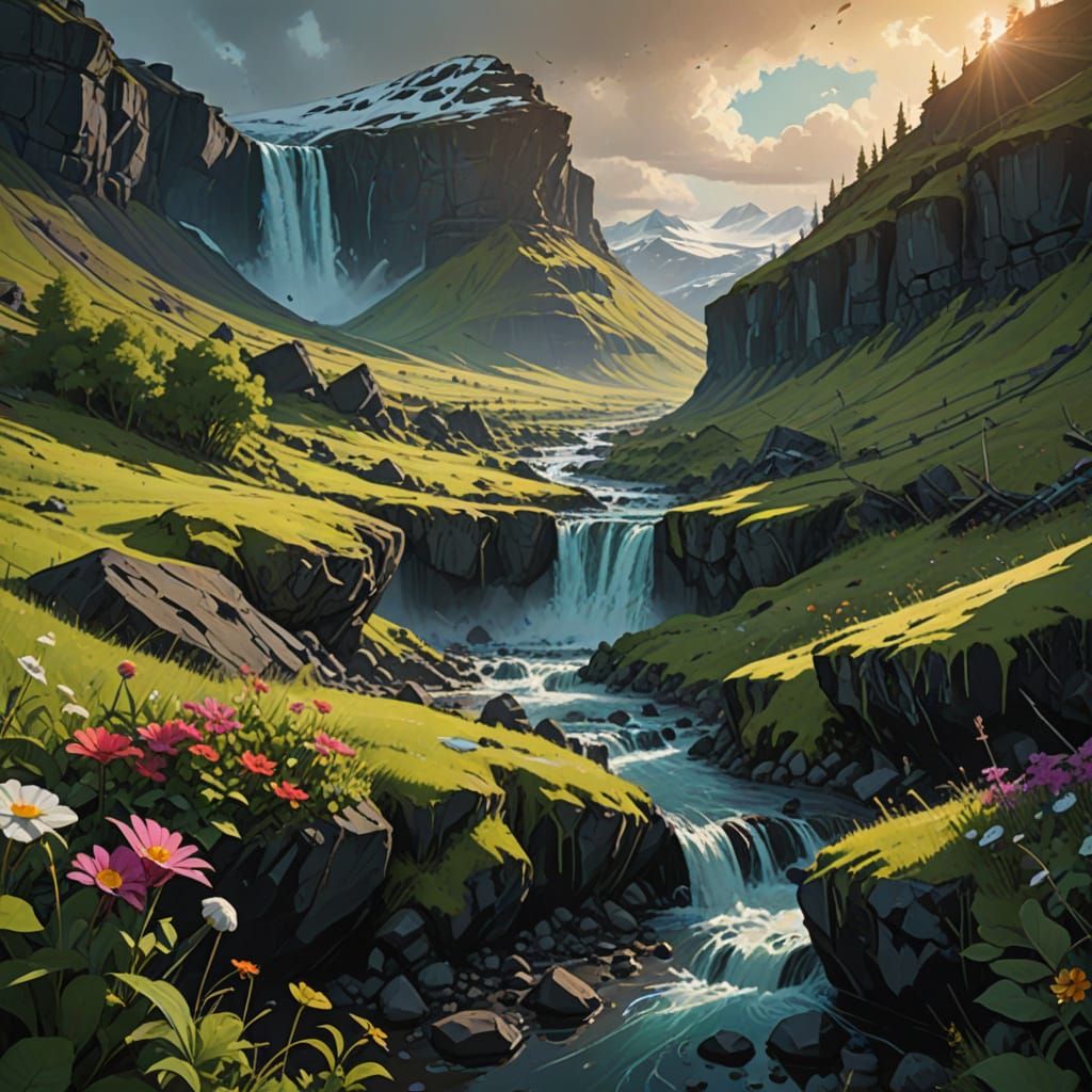 Panoramic Landscape Photography in Vibrant Green Forest with...