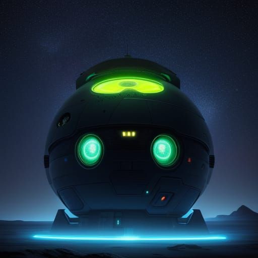 Surreal UFO Illuminates Starry Desert Night