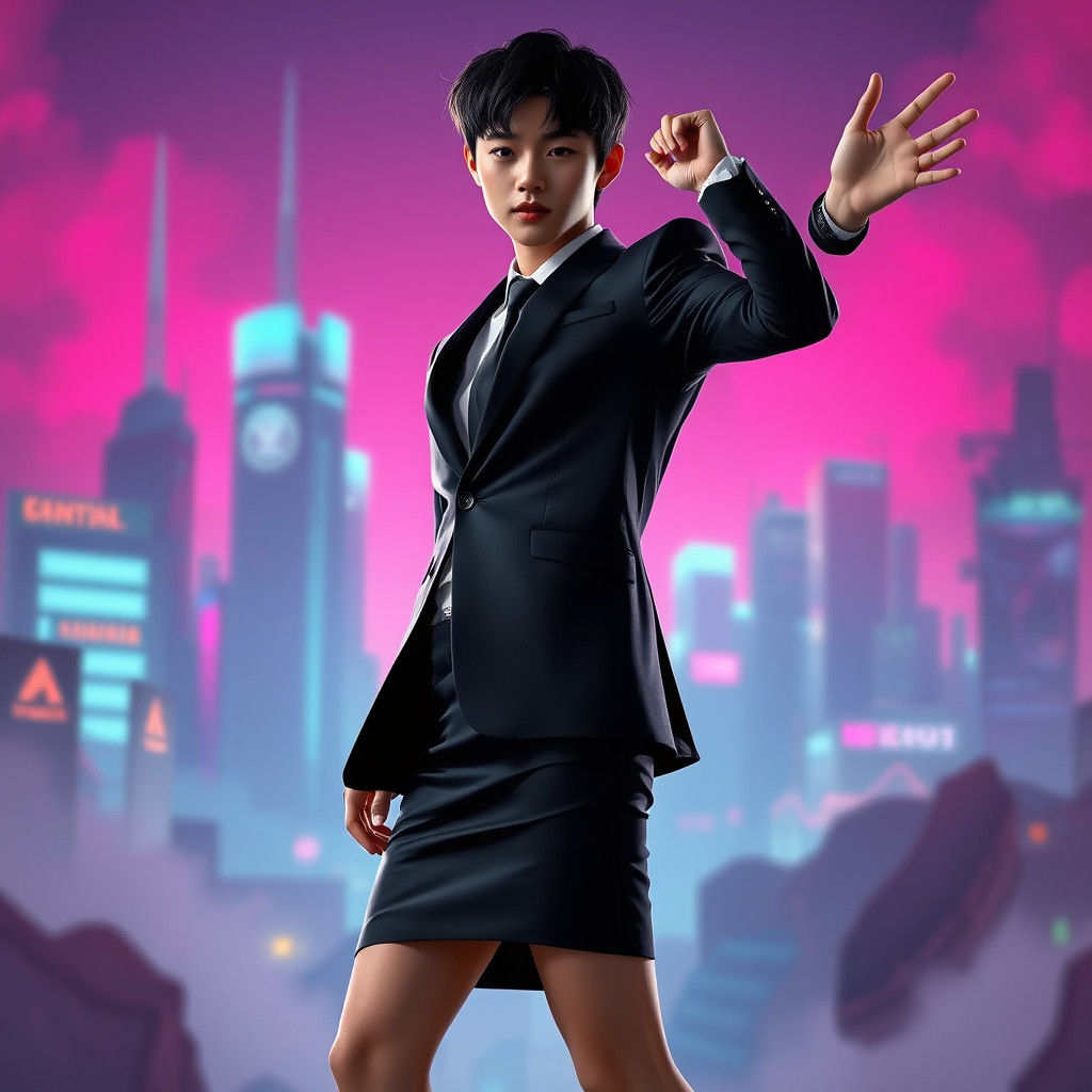 K-Pop Idol in Black Suit: Concept Art