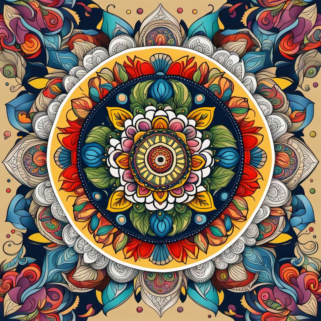 Brightly Colored Intricate Mandala Design