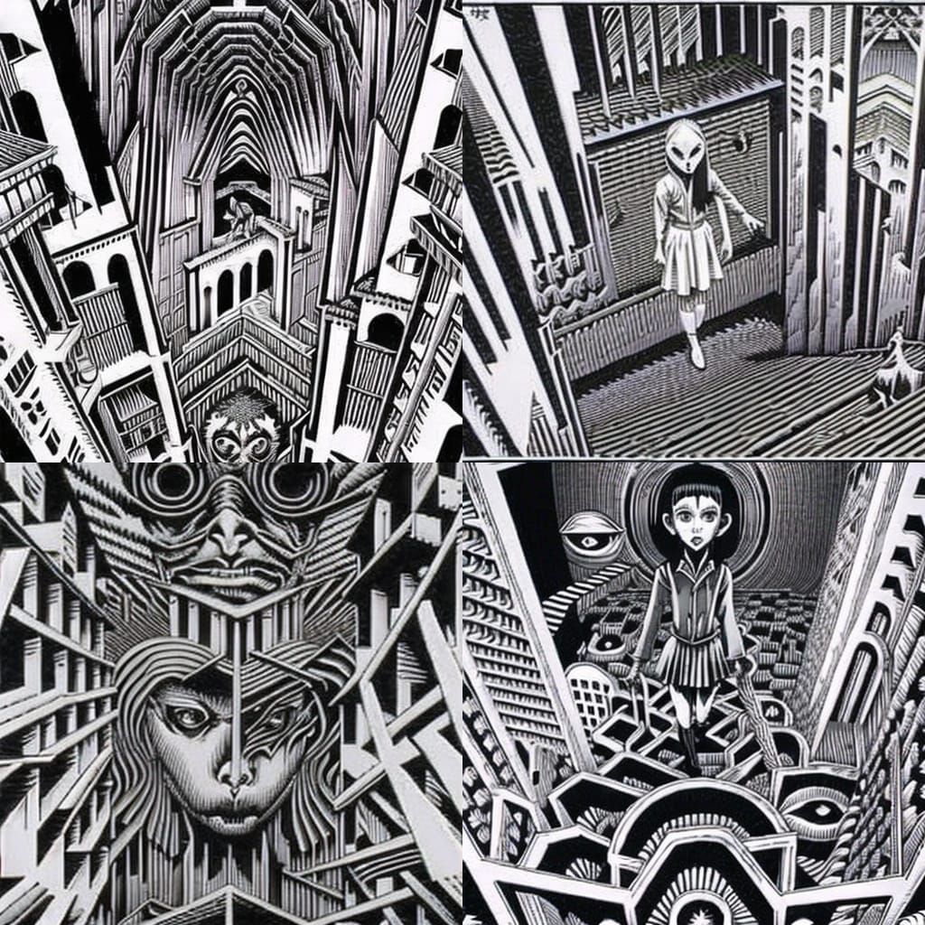 Escher-Inspired Horror Art by Junji Ito