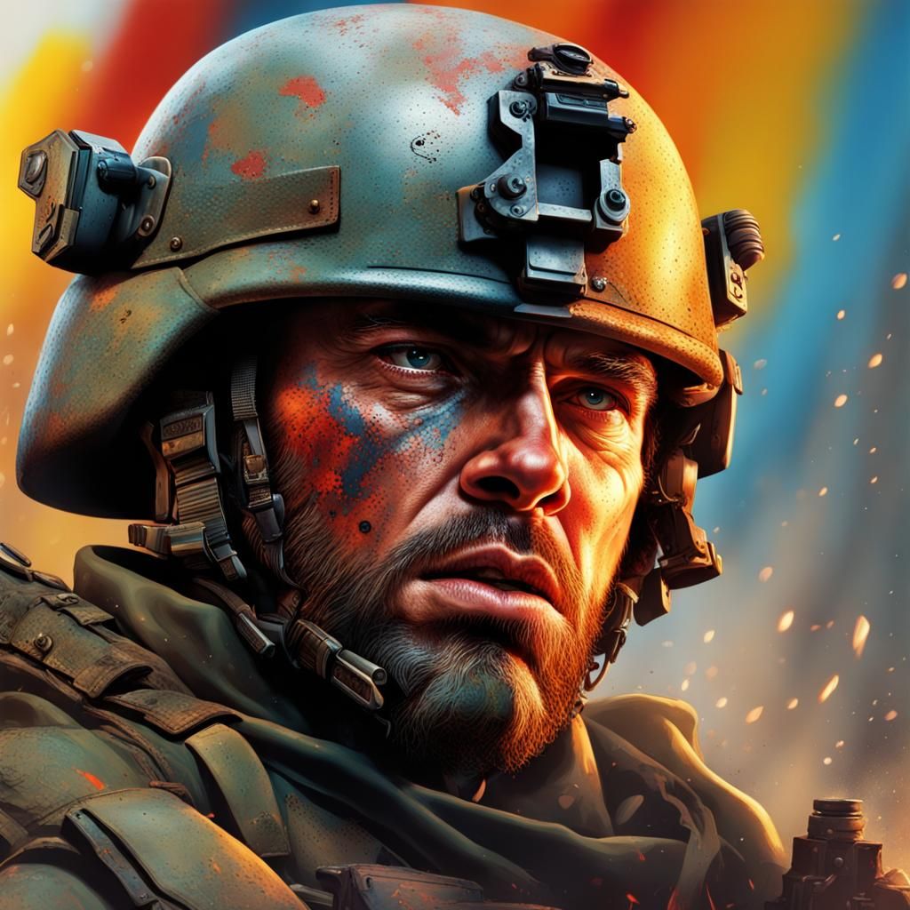 Dramatic Hyperrealistic Face in Splash Art Style