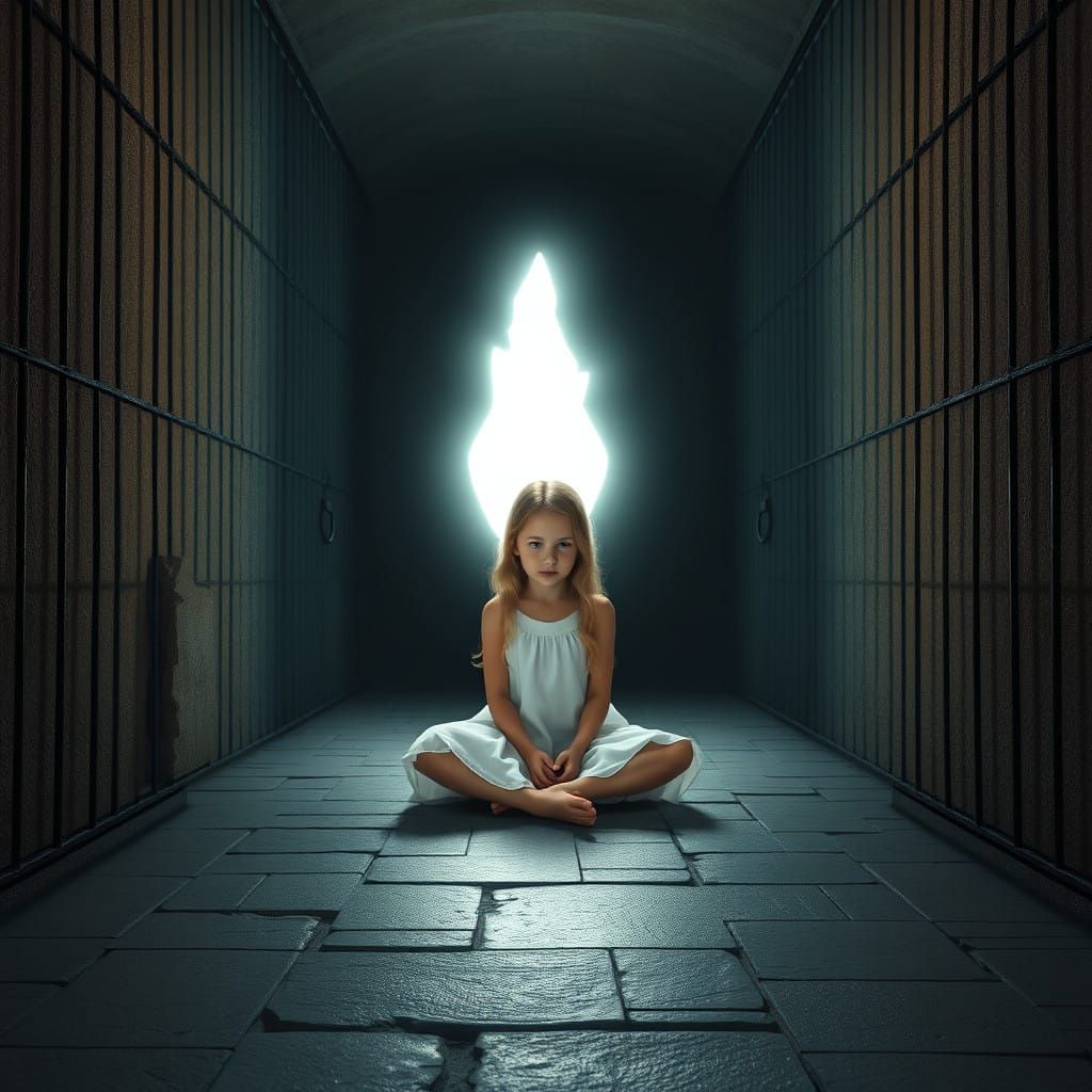 Mystical Girl Unlocks Ancient Secrets in Eerie Hallway