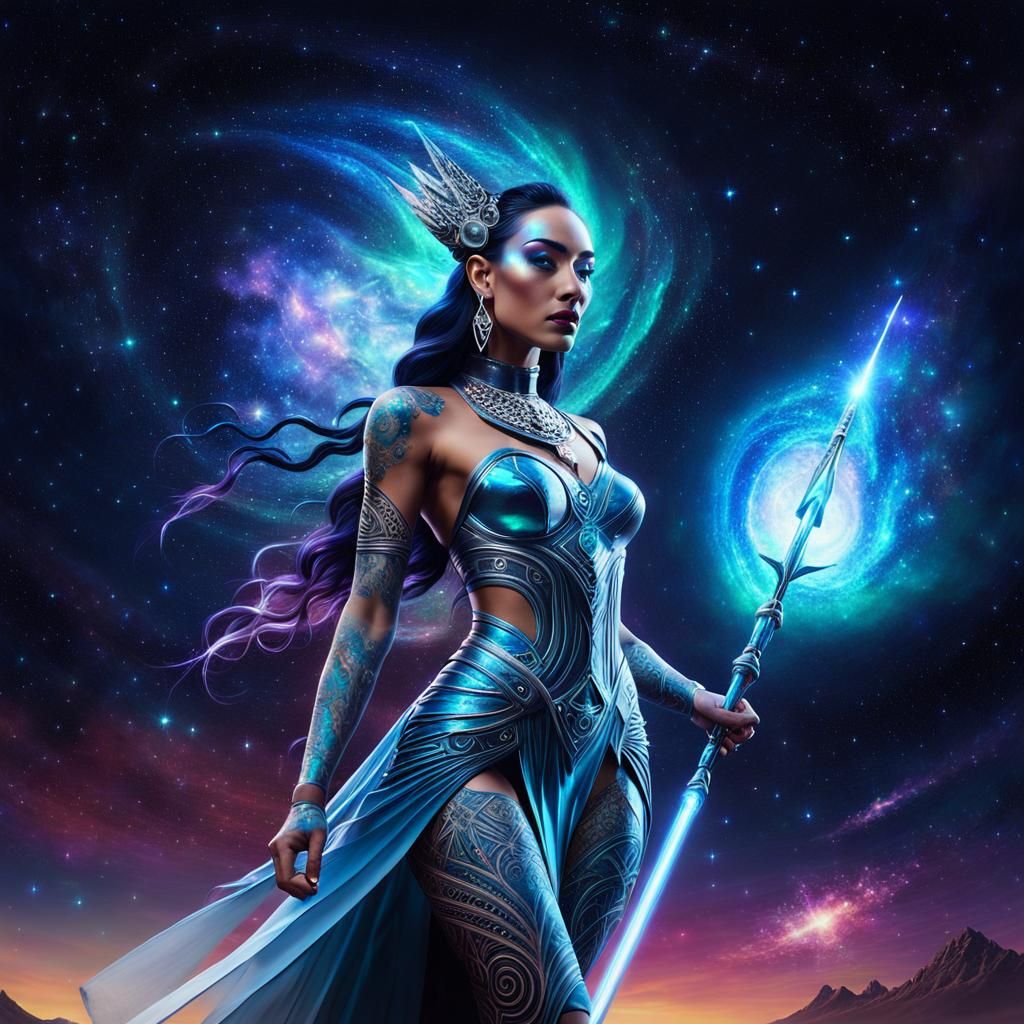 Maori Witch in Celestial Plane, Surrealism Style