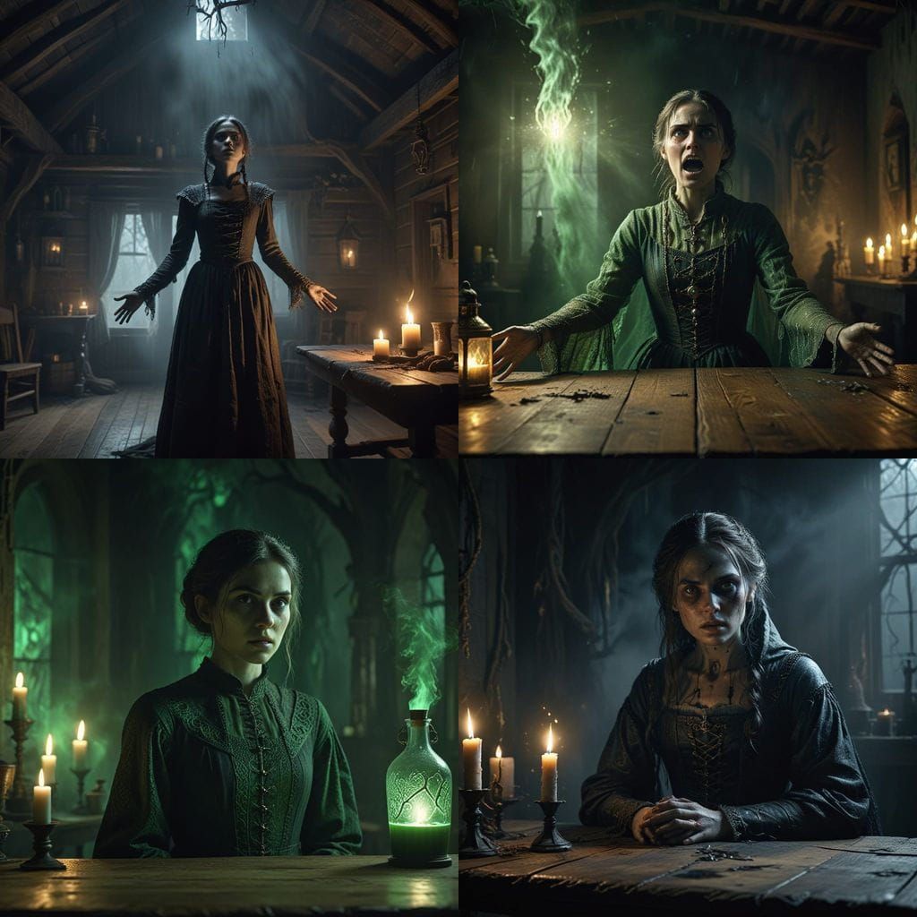 Medieval Girl Confronts Sinister Ghost in Ancient Log Cabin