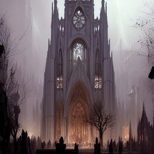 Sinister Cathedral Artwork in Gothic Style