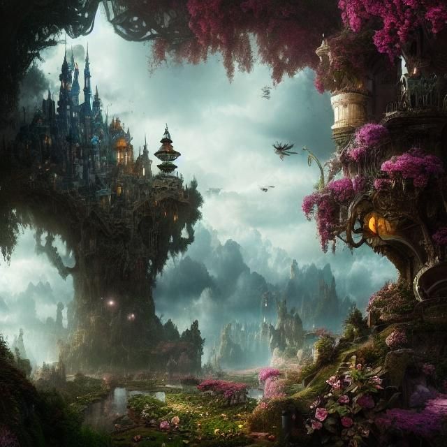 Epic Wonderland: A Dramatic Digital Matte Painting