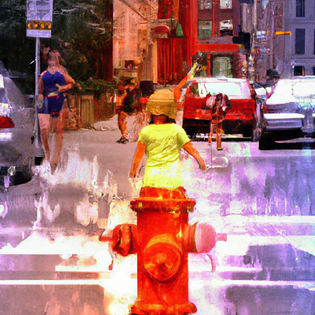 Child Dancing in Fire Hydrant Water Burst
