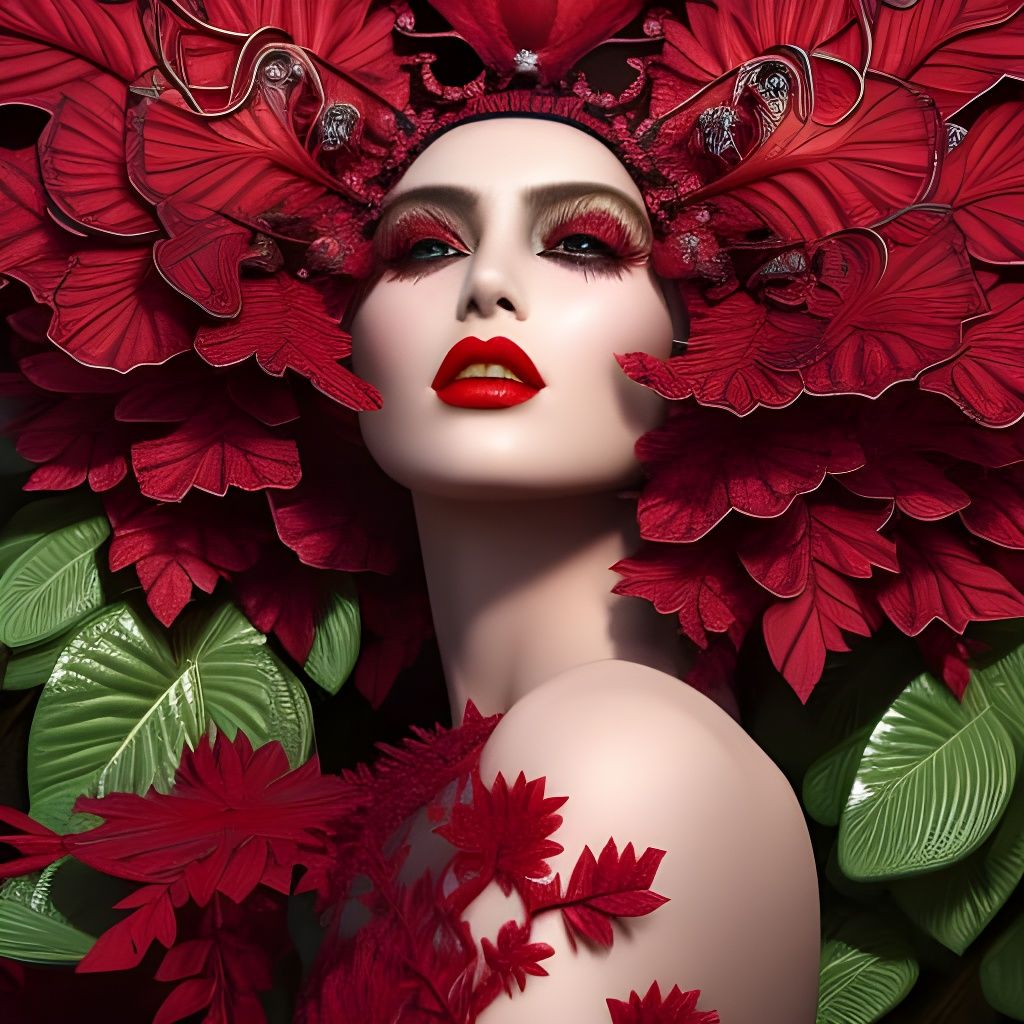 Fractal Filigree Woman in Art Nouveau Style