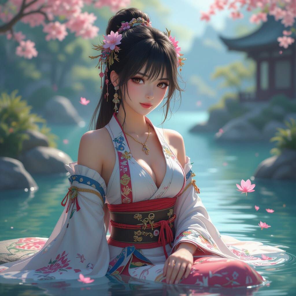 Anime-Inspired Young Woman in Intricate Outfit