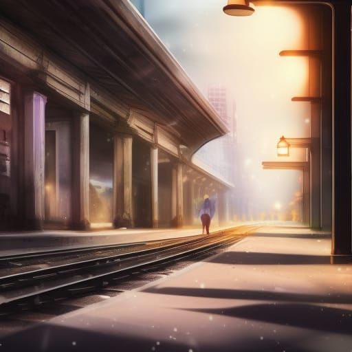 Stars Fall Over Abandoned Station: Hyperrealistic Concept Ar...