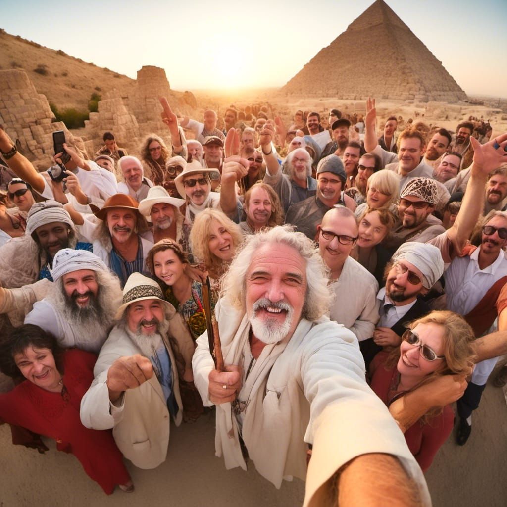 Moses and Israelites Take a Selfie in Egypt