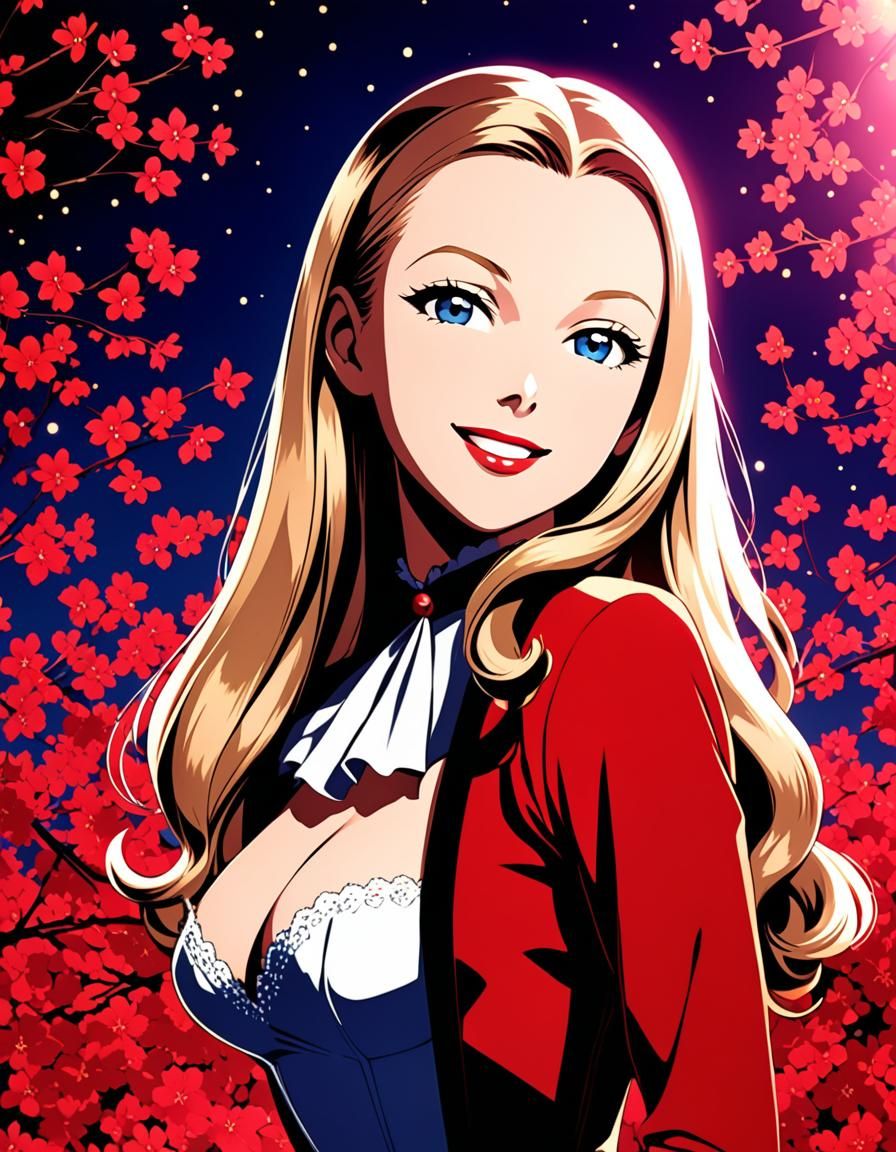 Veronica Lake Anime Portrait in Cel-Shaded Style