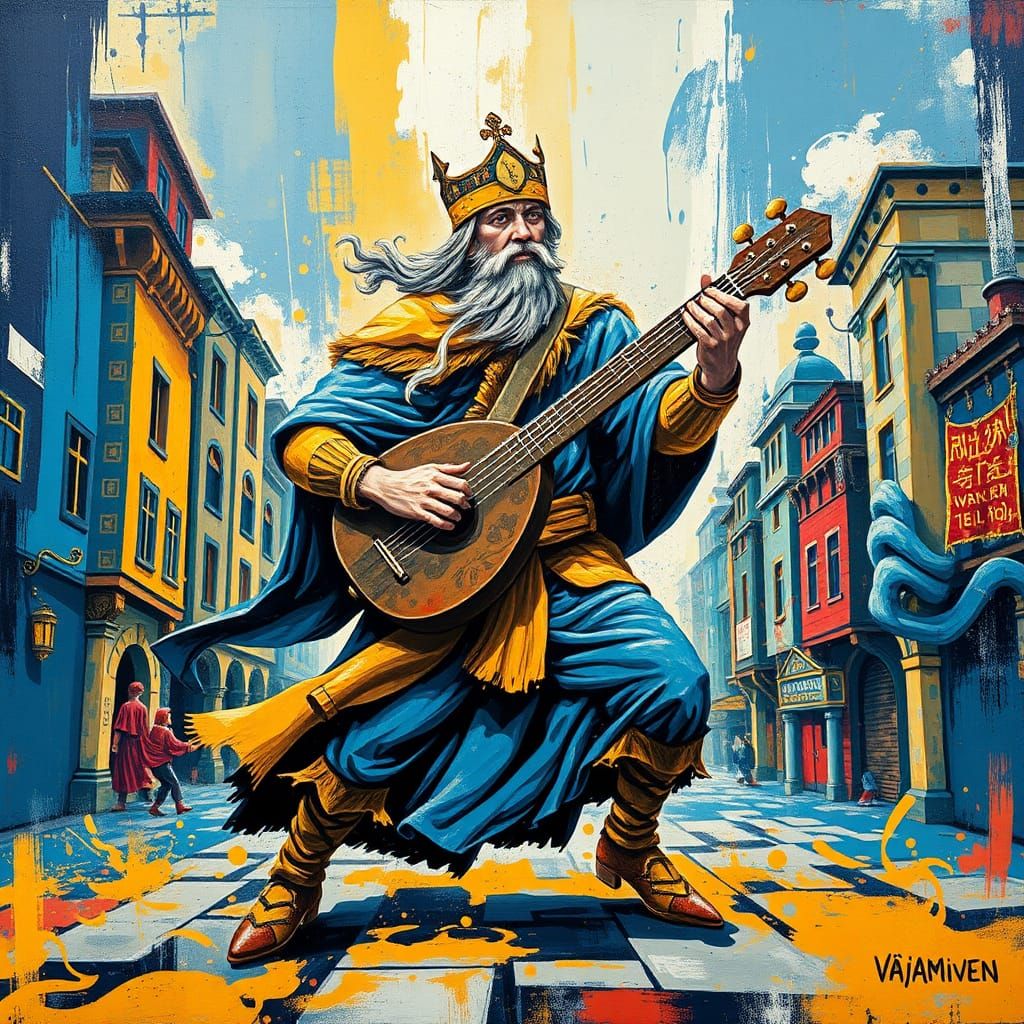 Kalevala Hero in Urban Street Art Style