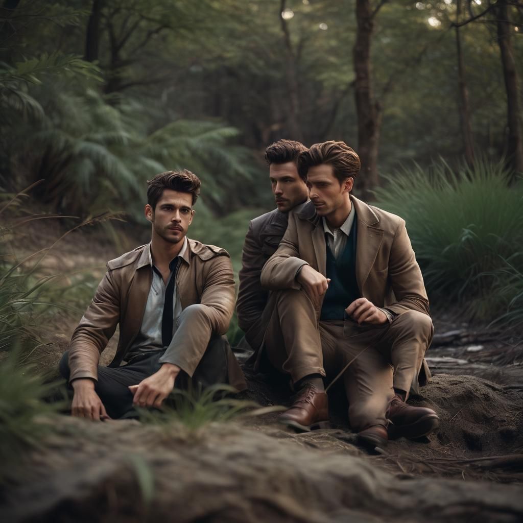 Two Handsome Men in Love: Cinematic Film Still