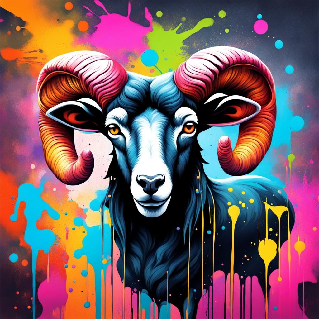 Aries Horoscope in Graffiti Splash Art