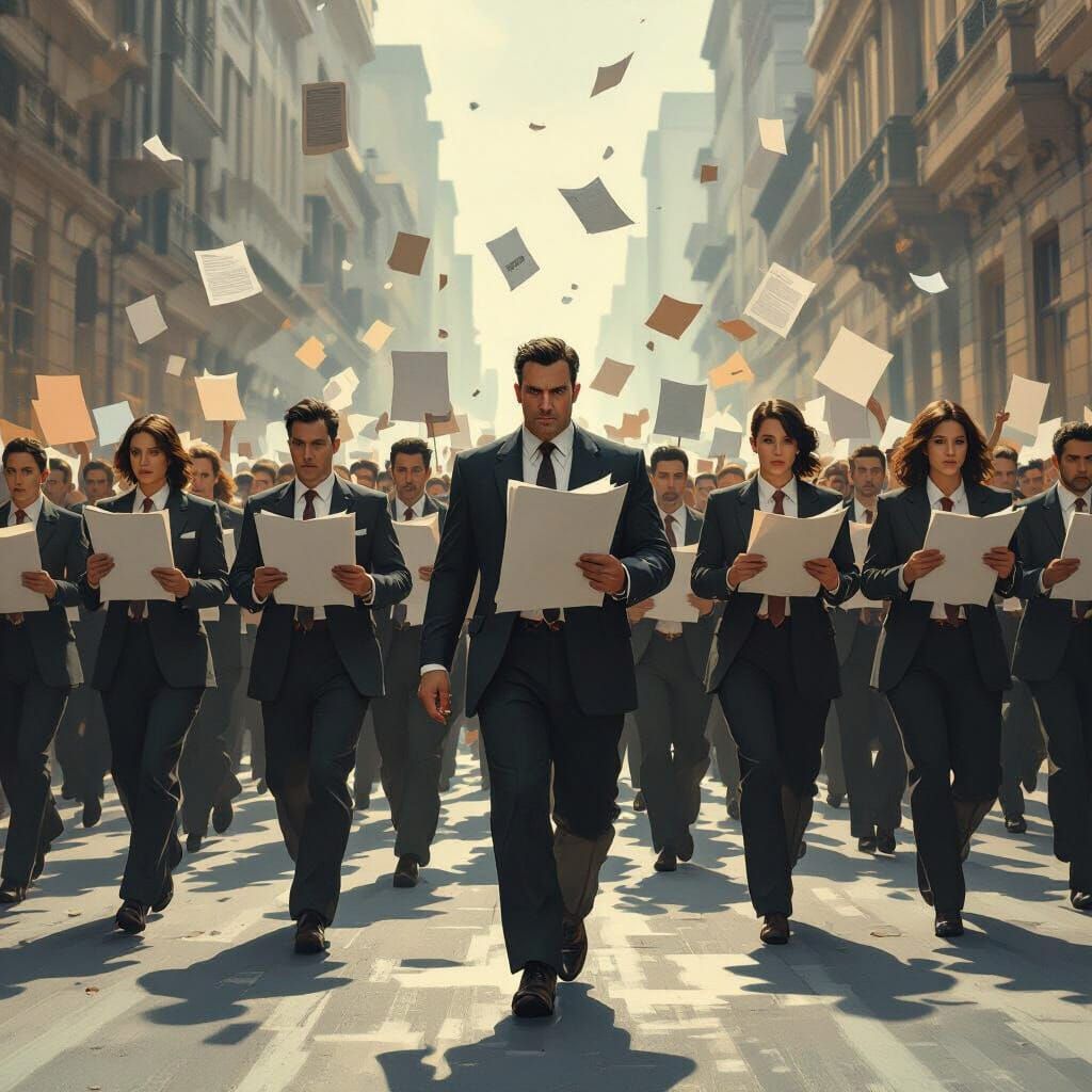 Army of Teachers Marching with School Paper Shields