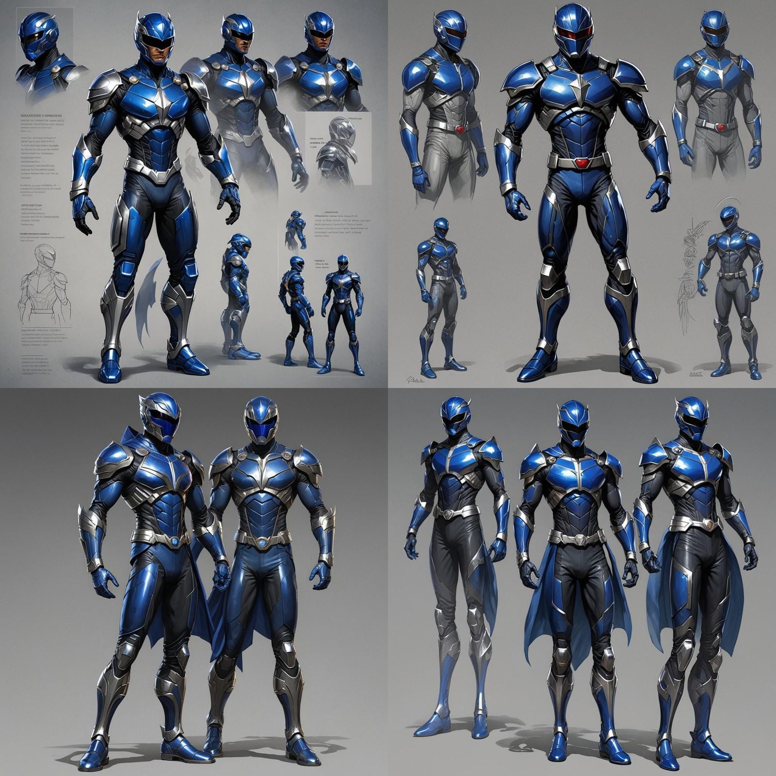 Futuristic Blue Armored Hero Concept Art