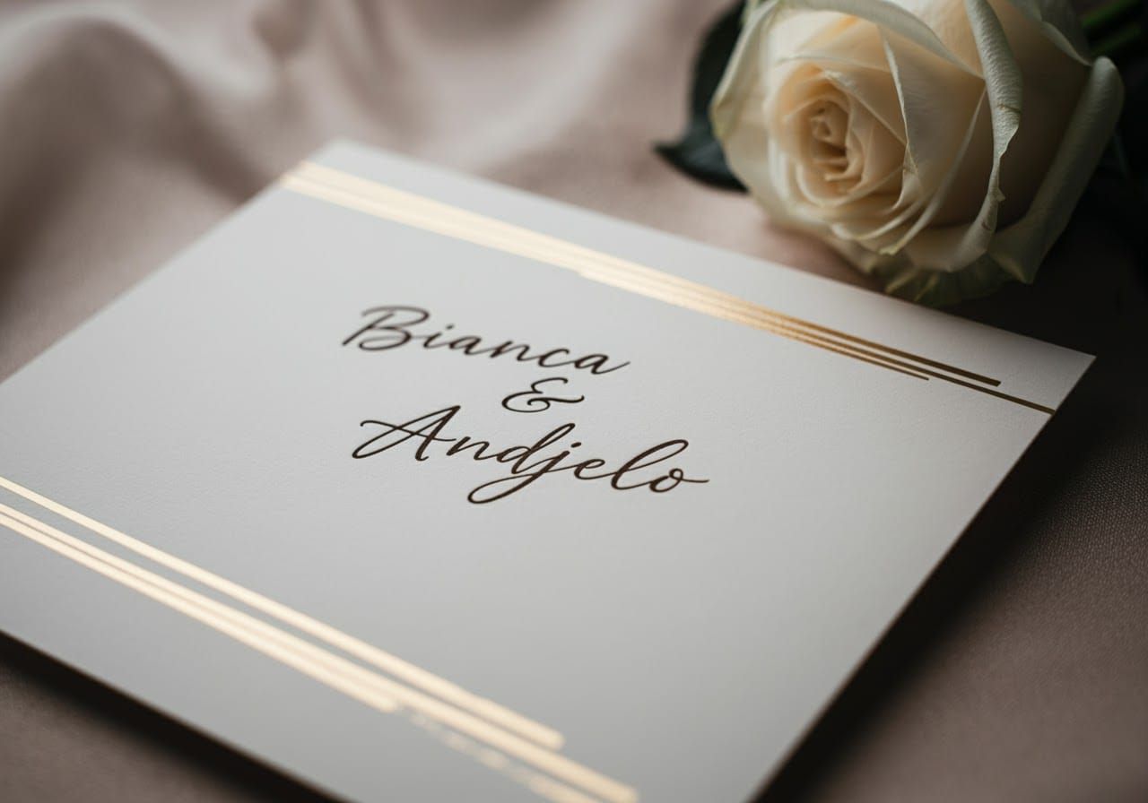 Elegant Wedding Invitation with Rose in Soft Focus