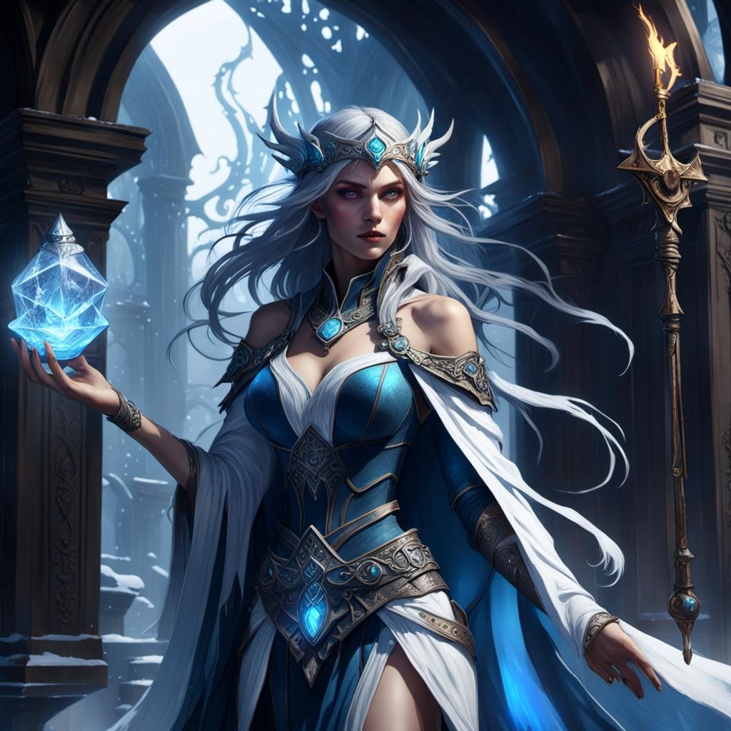 Ice Sorceress Concept Art in Dark Fantasy Style
