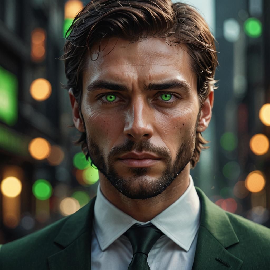 Handsome Man in Black Suit: Hyper-Realistic Digital Art