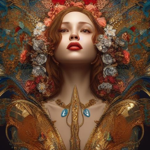 Ornate Collage Illustration of Joy in Precisionism Style