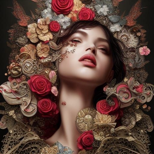 Ornate 3D Collage Illustration of Joy