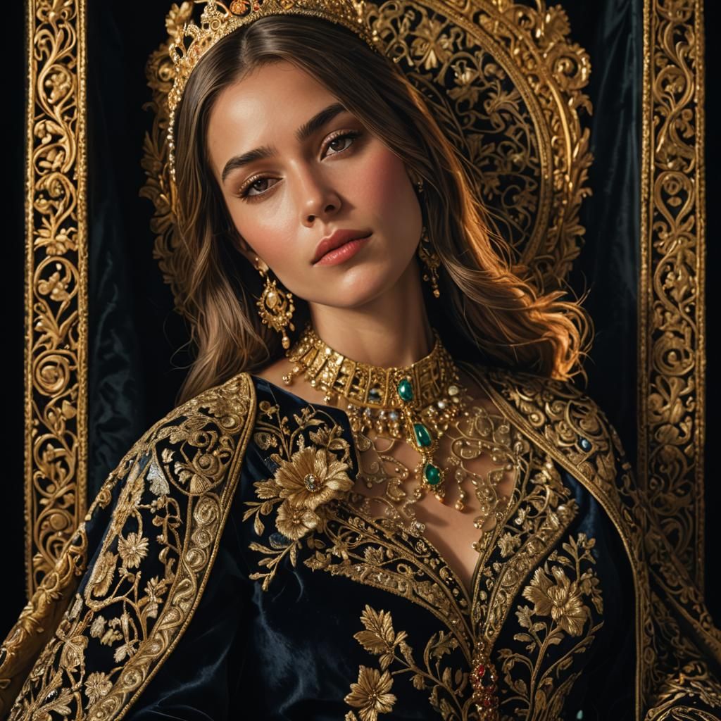 Elegant Queen in Regal Attire, Dutch Master Style