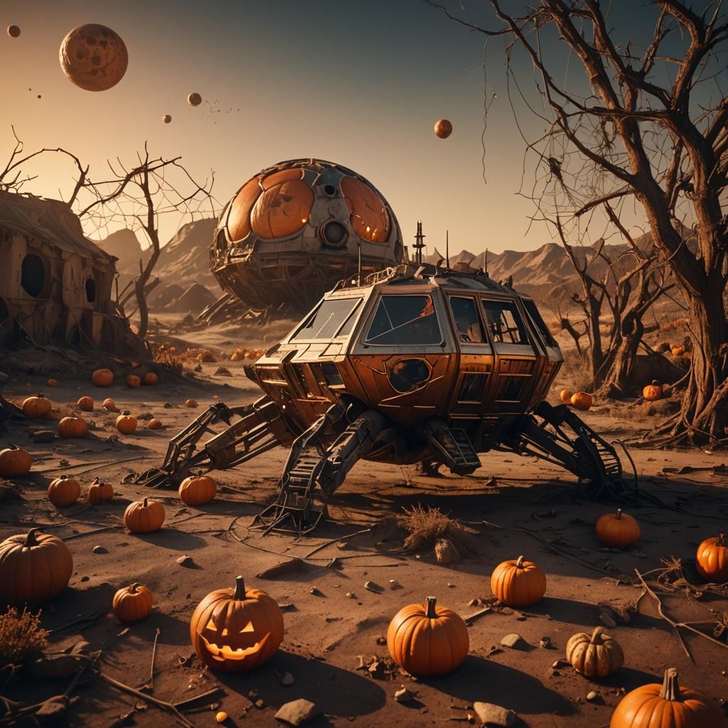Martian Halloween: Cinematic Sunset on Distant Planet