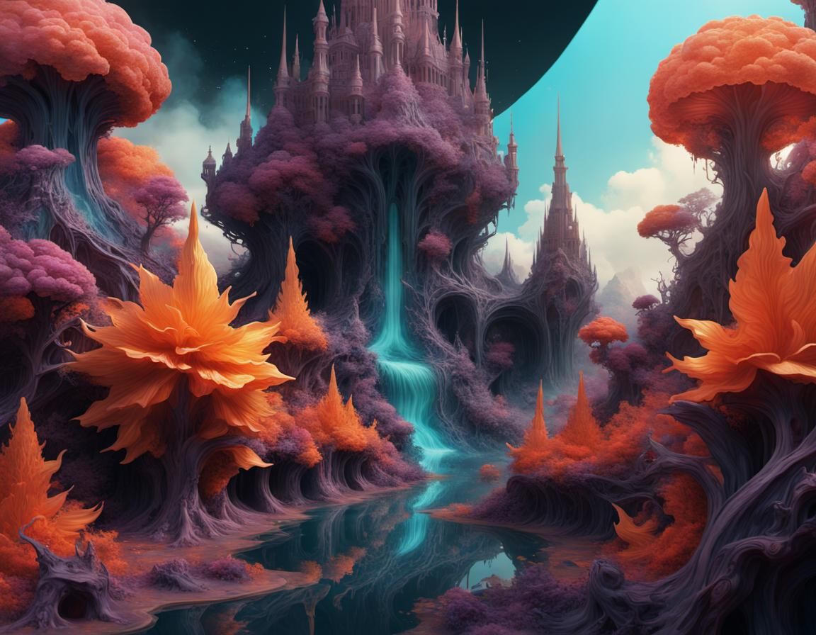 Dreamscape: Detailed Matte Painting in Fairycore Style