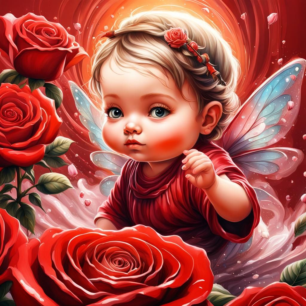 baby fairy in red
