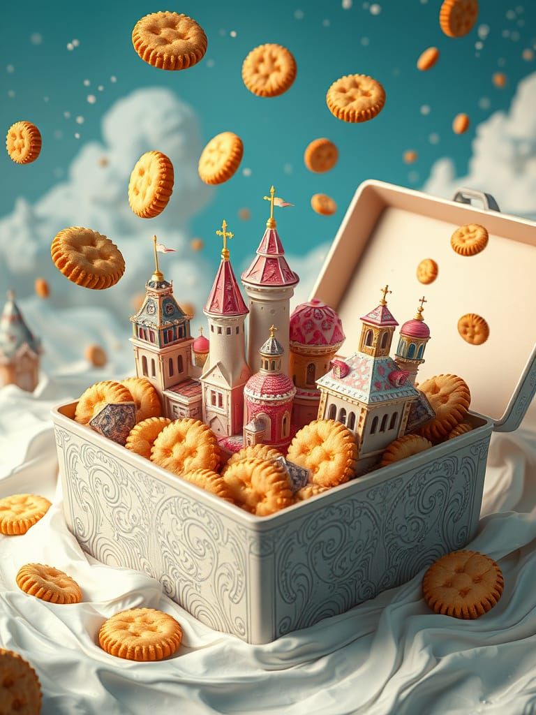 Sweet Cookie City Floating on Cream Sea
