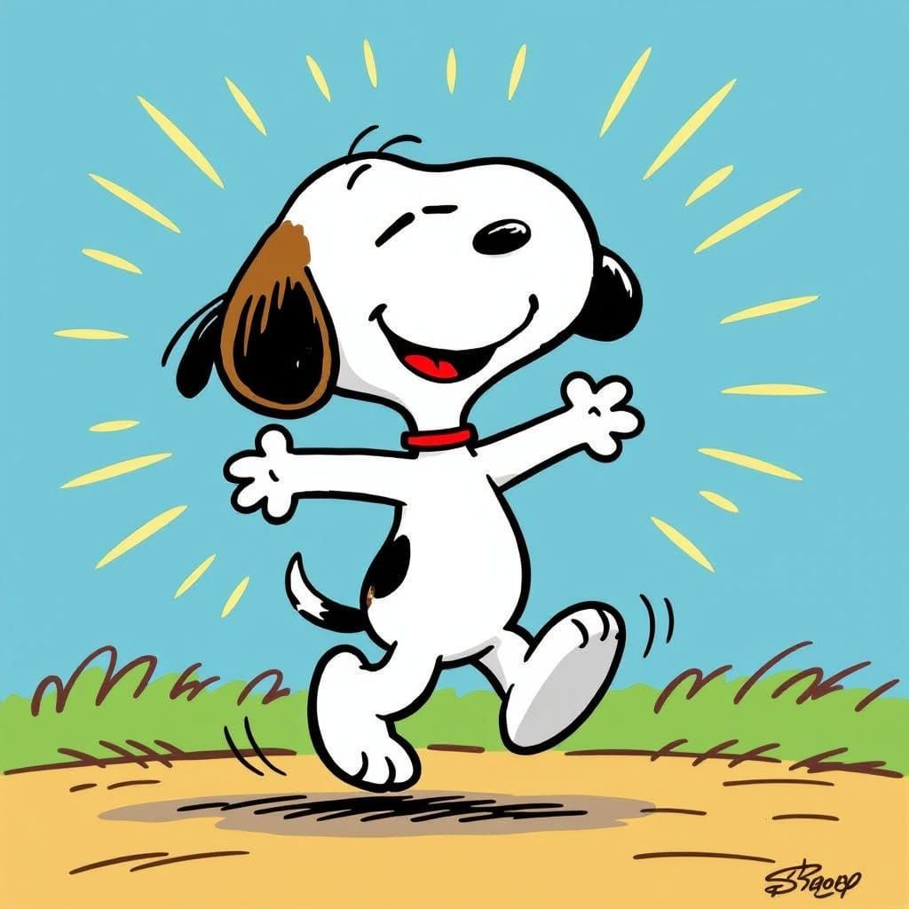 Snoopy the Beagle in Ecstatic Cartoon Dance
