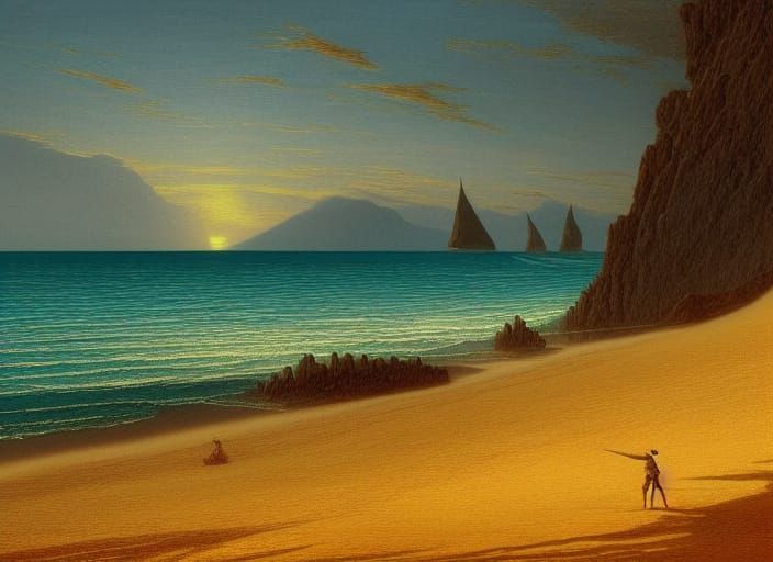 Golden Beach: A Photorealistic Seascape