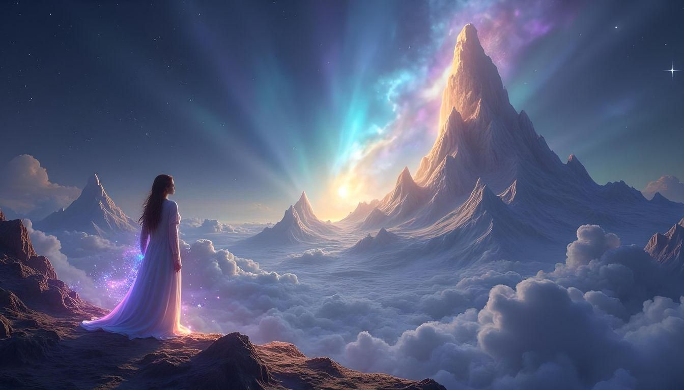 Ethereal Cosmic Landscape with Flowing Light