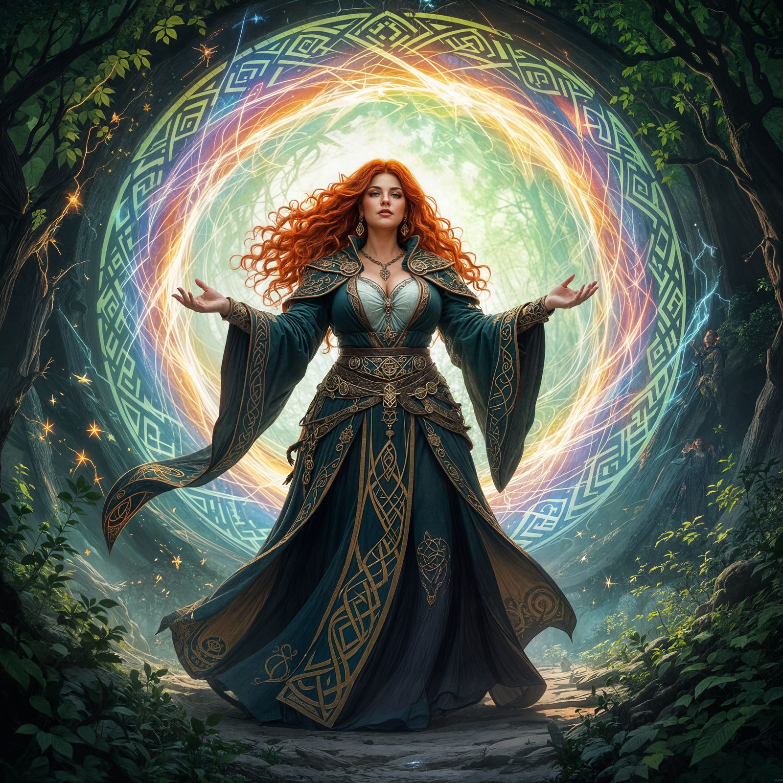 Sorceress in Mystical Portal: Dark Fantasy Art