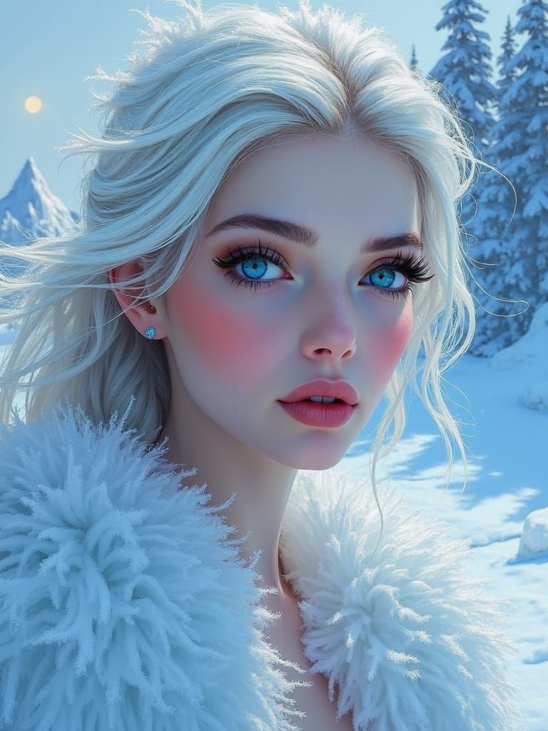Ice Princess Portrait in Thick Oil Paint Strokes