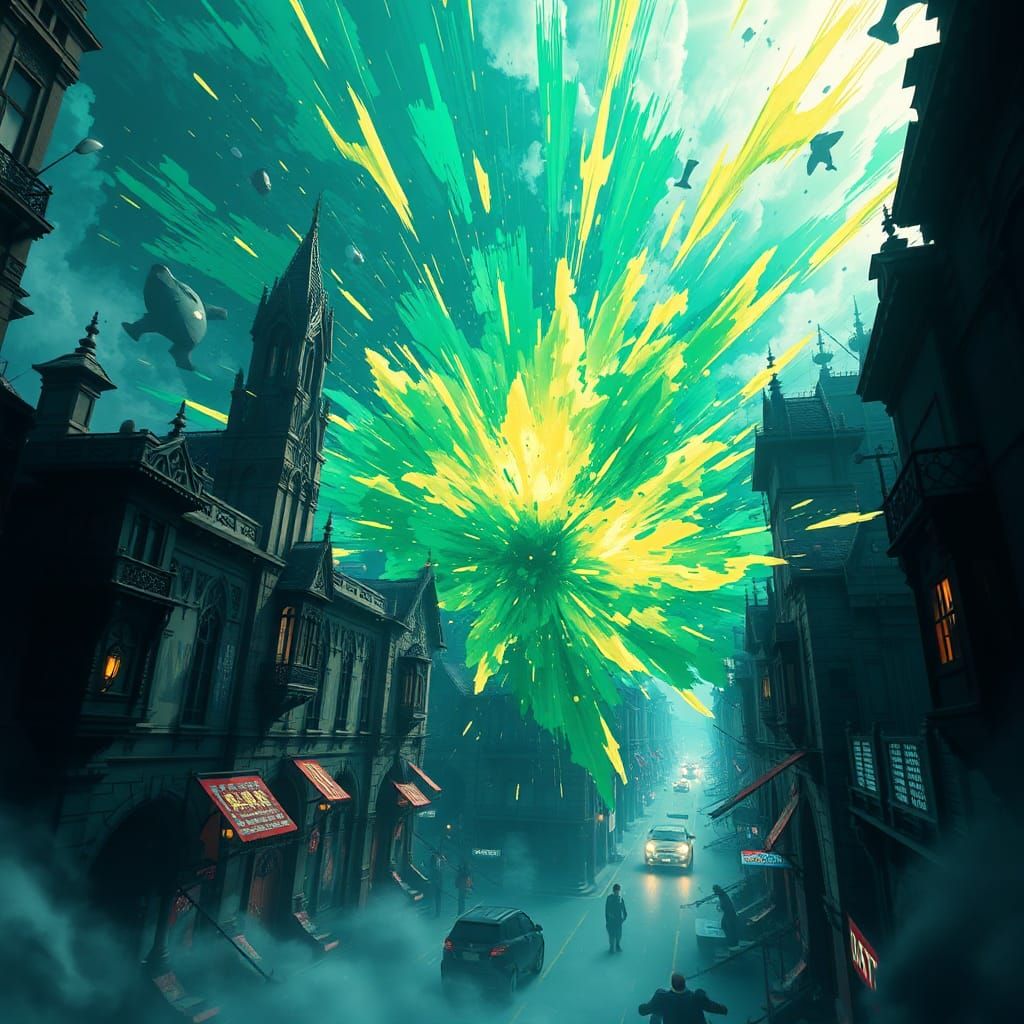 Gothic City Exploding with Anime Magic
