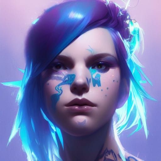 Punk Rock Space Princess Portrait in Digital Art Style