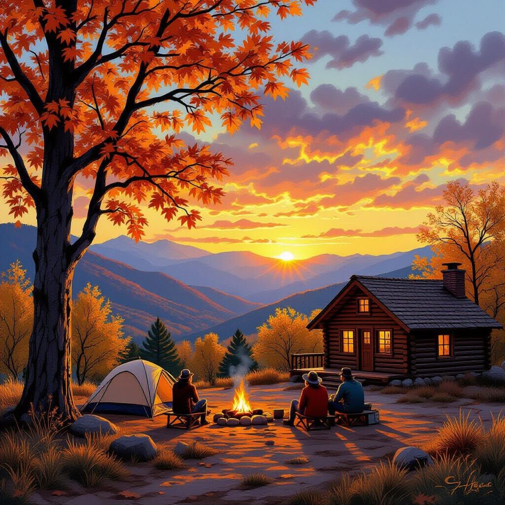 Camping at Sunset in Taos, New Mexico
