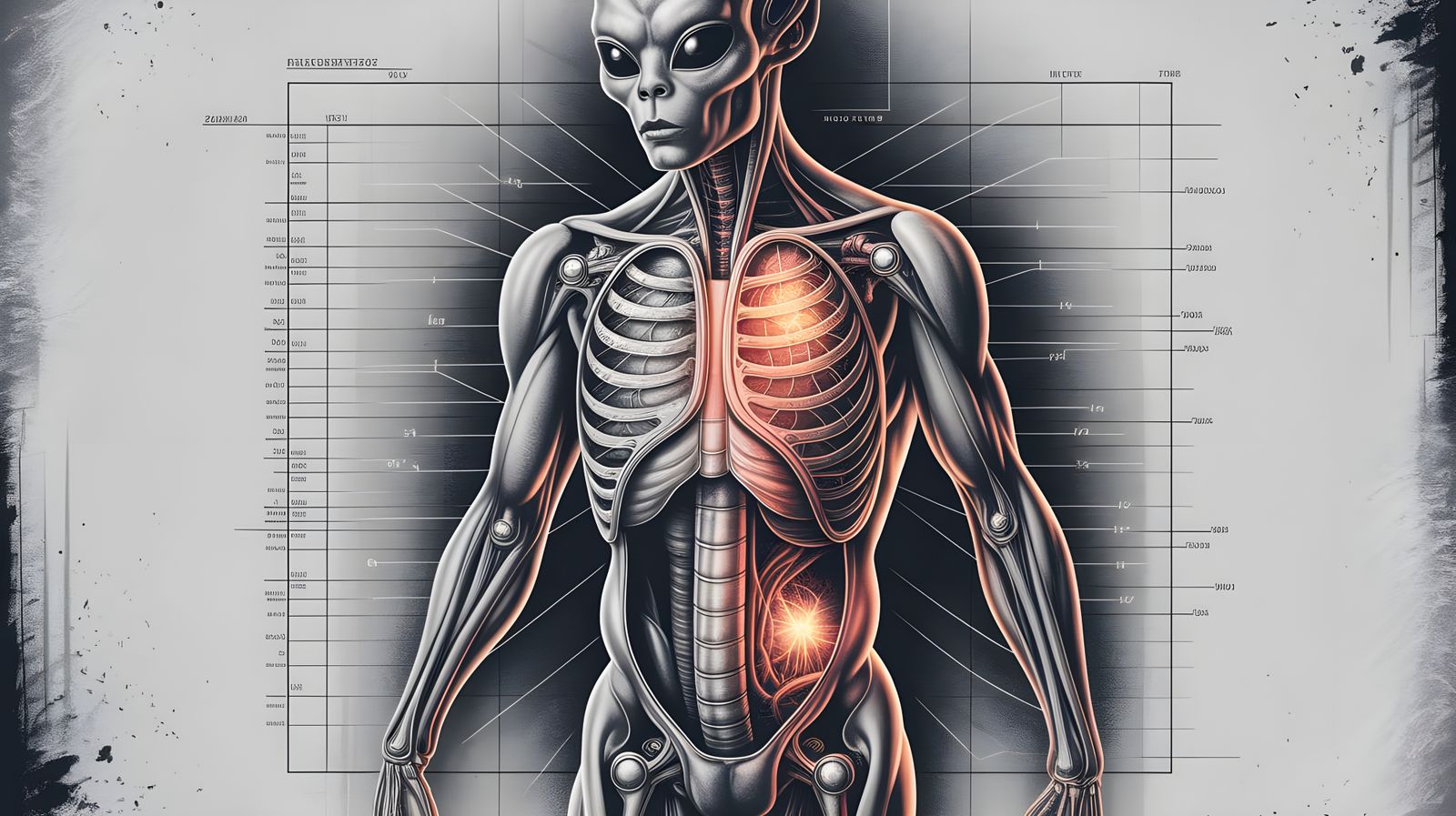 Bio-Mechanical Alien Anatomy in Charcoal Illustration
