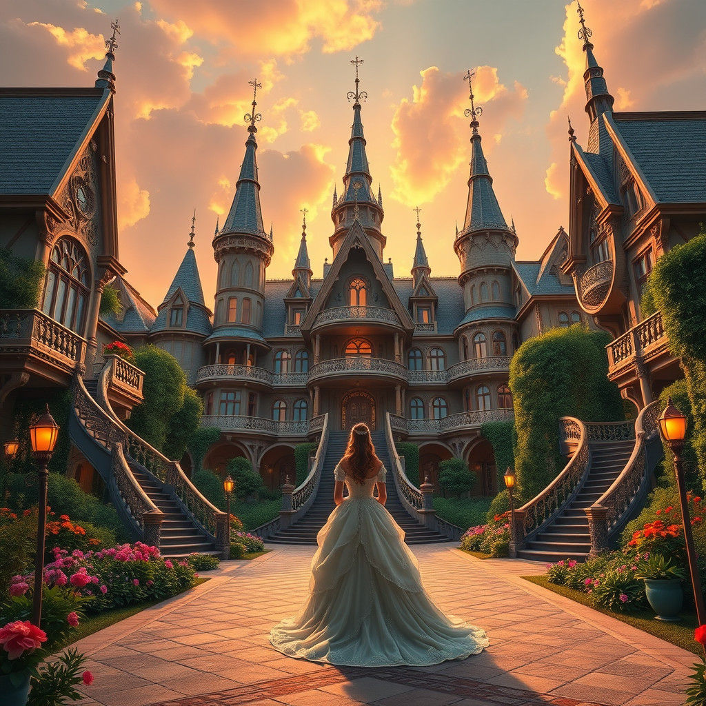 Majestic Princess in Fantastical Courtly Estate